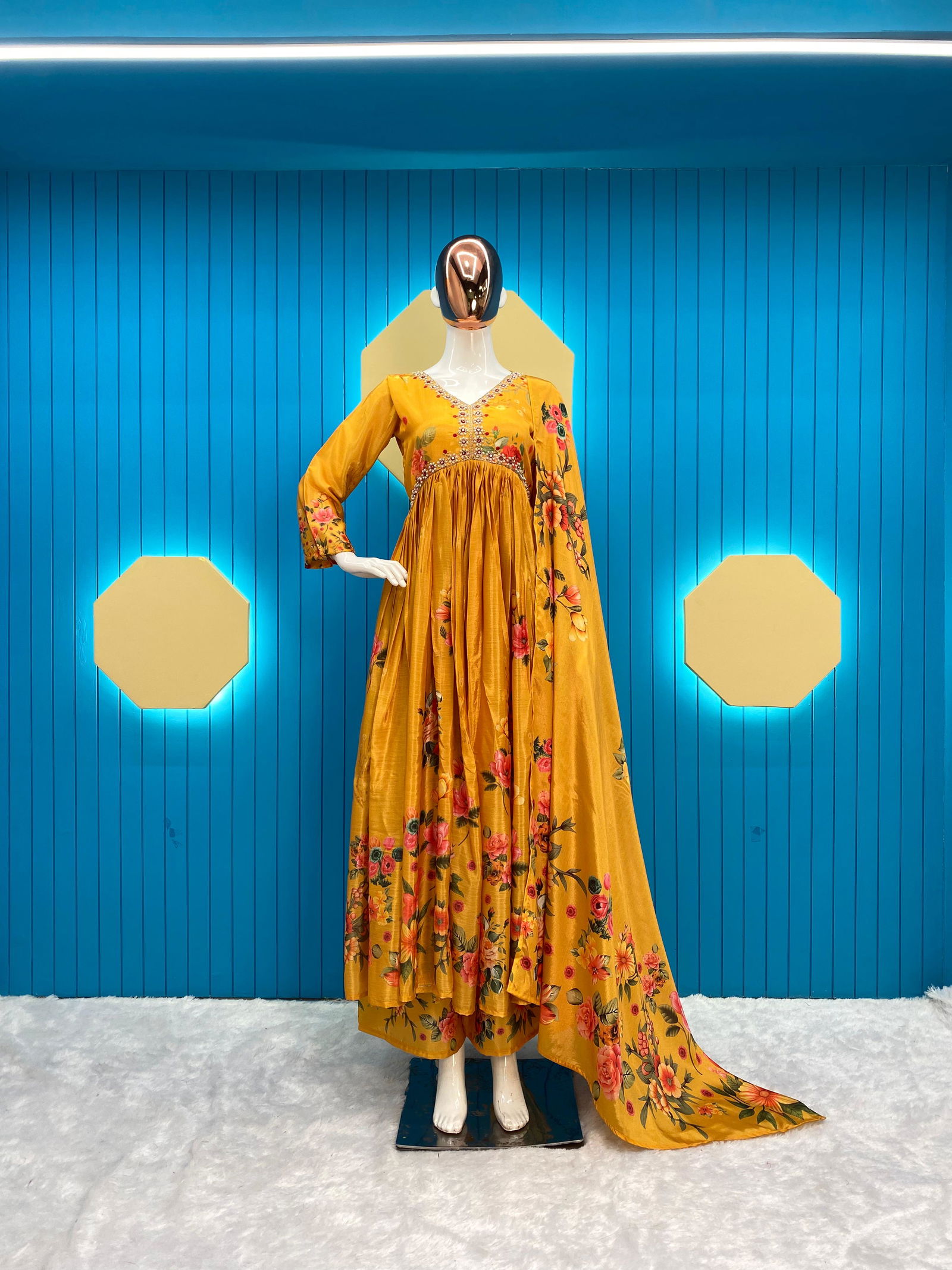  LG 1789 Heavy Chinon Digital Printed Alia Cut Kurti With Bottom Dupatta